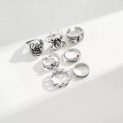 7Pcs/set Punk Snake Rings For Women Gothic Spider Men Jewelry Gift Accessor- :da • £3.78