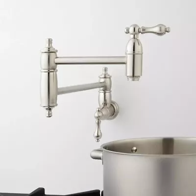 Signature Hardware - Augusta Retractable Wall-Mount Pot Filler Faucet Br Nickel • $149