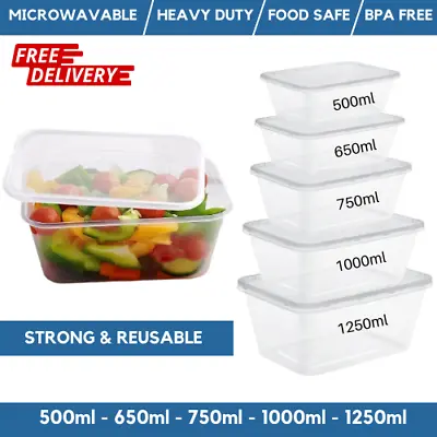 Plastic Food Containers With Lids Takeaway Microwave Freezer Safe Storage Boxes • £109.99