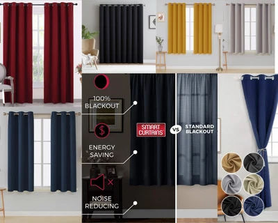 £22 • Buy Energy Saving Thick Thermal Blackout Curtain Eyelet Ring Top Ready Made Pair