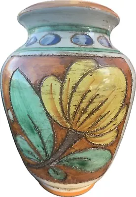 Vintage Made In Italy Vase Numbered 660/16 Yellow Flowers Vase  • $30