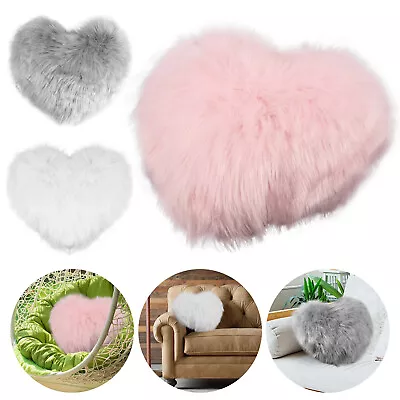 Heart Pillow Soft Fluffy Long Plush Love Throw Pillow Decorative Cute ╰ • £15.59