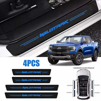 4X For Ford Ranger Wildtrak Blue Car Door Sill Scuff Step Stickers Protector • $16.99