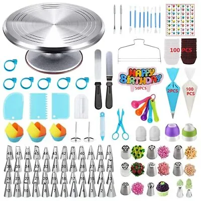  Cake Decorating Kit Supplies With Aluminium Alloy Revolving Cake 357 Pcs • £90.64