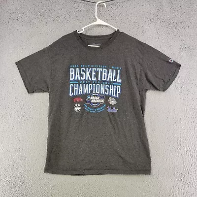 UCONN Huskies Shirt Mens L Large Dark Gray Champion March Madness T Shirt • $13.27