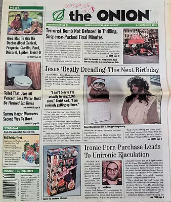 The Onion Newspaper - Volume 35 Issue 44 - December 1999 Vintage • $27.99