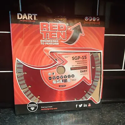 230mm Diamond Blade 9 Inch DART SGP-15 DB00333   RED TEN X 22MM BORE SAWBLADE • £12.99