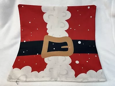 Santa Claus Whimsical Fun Christmas Linen Throw Pillow Cover Holiday Home Decor • $13.08