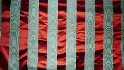 CLAREMONT Cinq Mars Stripe Silk Cotton Moire Red Silver Grey  9+ Yards New • $750