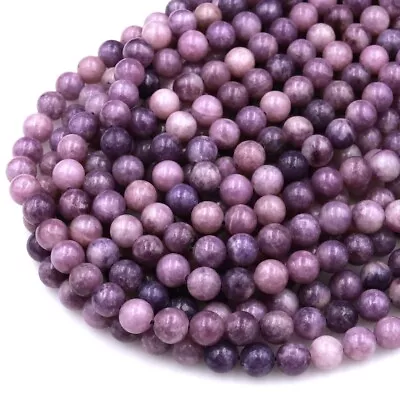 Real Genuine Lepidolite Gemstone Round Smooth Beads Strand 15.5  • $6.99