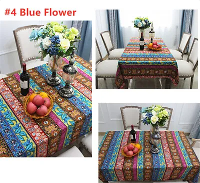Boho Style Dining Table Cloth Rectangular Tablecloths Cover Kitchen Decoration • £21.47