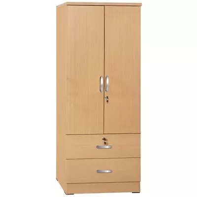 Pemberly Row Wood 2-Door Wardrobe Armoire With 2-Drawers In Maple • $274.48