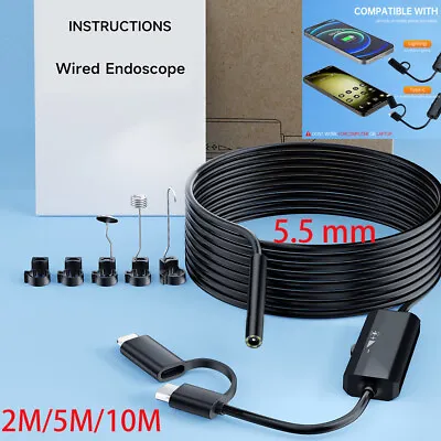 Waterproof Endoscope Snake Cam Inspection Camera For IOS IPhone/Android Car/Tube • £20.99