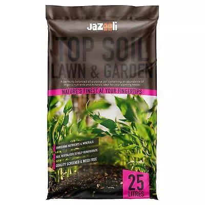 25L Organic Top Soil Garden Lawn Grass Plant Growing Soil Beds Borders Compost • £13.99