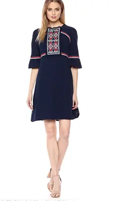 Women's 3/4 Juliette Sleeve Dress Classic Navy L Or XL Ella Moon Standard • $12.95