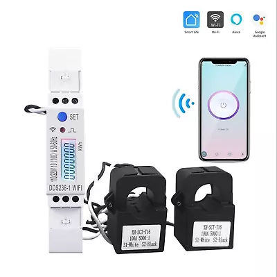 Din Rail WIFI Smart Energy Meter 2 Phase 3 Wires 110V 100A Power Monitor KWh • $93.99