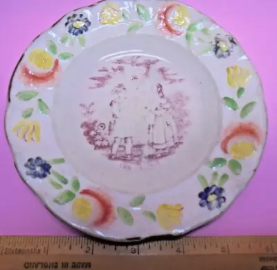 £14.99 • Buy Old  Antique Georgian Victorian Multi Coloured Pearlware Pottery Miniature Plate