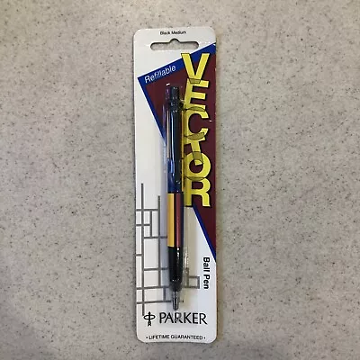 Parker Vector - Yellow Geometric Ball Pen Black Medium • $10.79