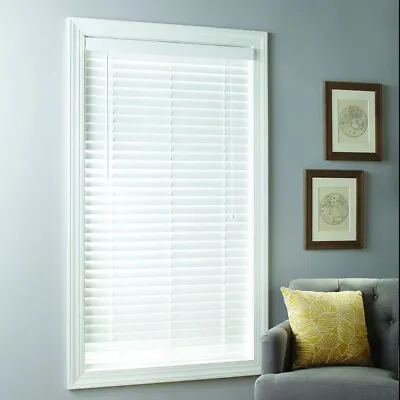 Modern White Window 2  Cordless Faux Wood Horizontal BlindsMultiple Sizes US • $25.55