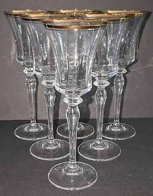 Mikasa Jamestown Crystal Gold Rimmed Wine Glasses Set Of 6 In EUC • $58.99