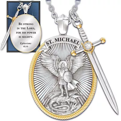 $2.46 • Buy St Michael Jesus Cross Pendant Necklaces For Men Boys Women Jewelry