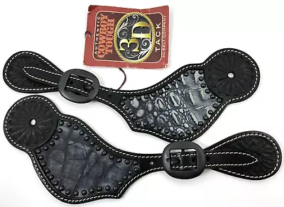 3D Belt Co Spur Straps Matched Pair Nice Alligator & Leather Western 8415-LP • $59.95