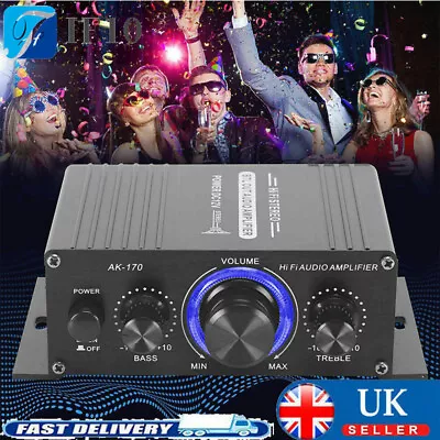 HiFi Digital Stereo Audio 2 Channels Amplifier Mini Power Amp DC 12V FM Car Home • £12.88