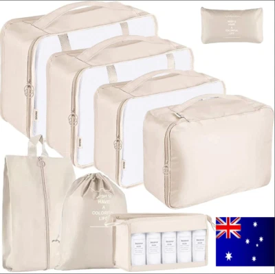 $12.99 • Buy 8Pcs Packing Cubes Travel Pouches Luggage Organiser Clothes Suitcase Storage Bag