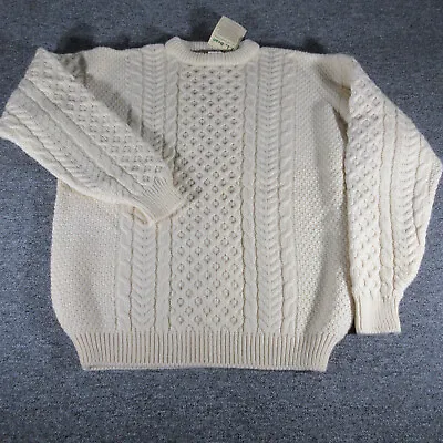 Vintage LL Bean Sweater Mens Extra Large Beige Fisherman Irish Wool Cable Knit • $179.99