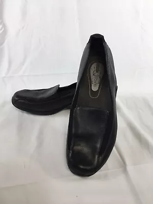 Merrell Spire Stretch MOCS QFoam Midnight Black Leather Loafers Slip On SIZE 9.5 • $24.99