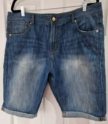 Ladies Denim Shorts Blue 16 Uk 38 Button Waist • £1.50