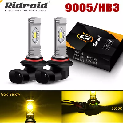 9005 LED Headlights Kit Car Bulbs 3000K High Beam Super Yellow Bright 8000LM 2X • $11.99