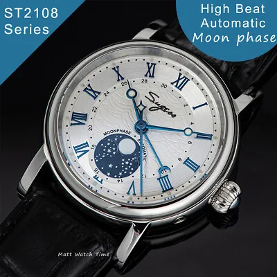 Seagull Sugess ST2108 Automatic Moon Phase Sapphire Display Hi Beat 1963 BU BNIB • $335