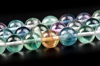 Natural Multicolor Fluorite Beads Grade AA+ Round Gemstone Loose Beads 7-8/8MM • $7.64