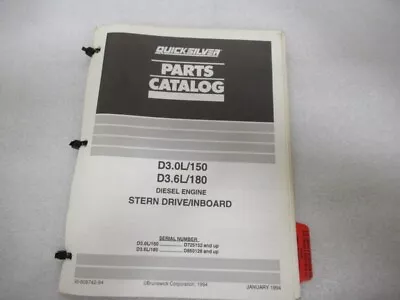 PM131 Quicksilver D3.0L/150 D3.6L/180 Parts Catalog 90-808742-94 • $11.83