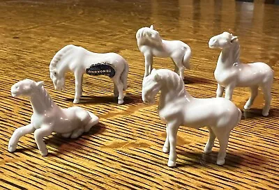 Set  Of 5 Tiny Miniature Porcelain Horse Figurines 1960's Hong Kong • $47.95