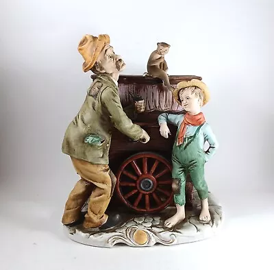 Ardalt Porcelain Organ Grinder Monkey & Boy Music Box Japan Works Video • $75