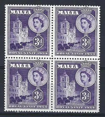 Malta 1954 Sc# 242 Set St John's Cathedral Queen Elizabeth Royal Block 4 MNH • $1.99