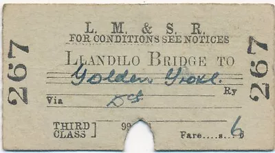 London Midland & Scottish Railway Ticket 267 - LLANDILO BRIDGE To GOLDEN GROVE • £0.99