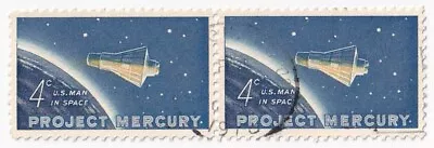 STAMP US SCOTT 1193  Project Mercury  4 CENT 1962 USED HORIZ PAIR • $1.59