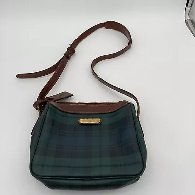 Vintage Polo Ralph Lauren Blackwatch Plaid Green Crossbody/Shoulder Bag/Handbag • $49.99