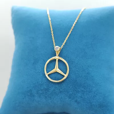 Gold Colour Silver Mercedes Necklace • $60.52