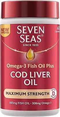$11.14 • Buy Seven Seas High Strength Pure Cod Liver Oil – 60 Capsules