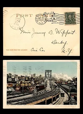 MayfairStamps US 1905 New York New York Station E To Derby NJ Brooklyn Bridge Po • $3