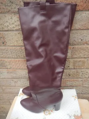 £18.99 • Buy Faux Leather Burgundy Womens Knee High Boots Size EUR 40 UK 7
