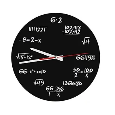 Math Wall Clock  Math Formulas Clock Quiz Clock In Black And White Unique6012 • $12.71