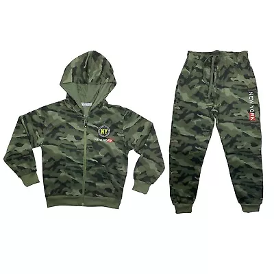 Boys Kids Tracksuit Camouflage Hoodie Joggers Jogging Bottoms Camo Set  NY • £13.99