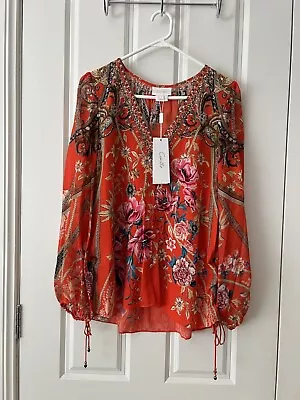 Camilla 'And The Queen Wore Red' Lace Up Blouse Size M NEW With Tags • $250