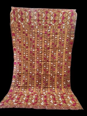 Phulkari Embroidered With Floss-Silk On Handwoven CottonFrom Punjab  • $500