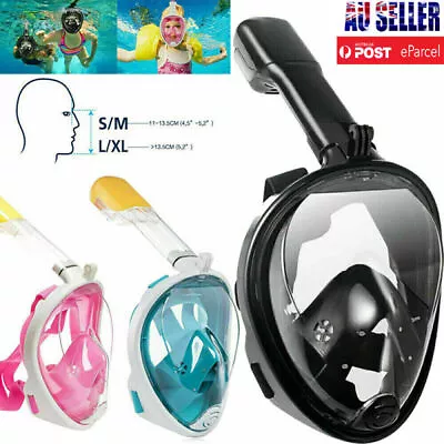 $30.89 • Buy Adult Kids Full Face Snorkel Mask Snorkeling Set Diving Goggles For GoPro Swim